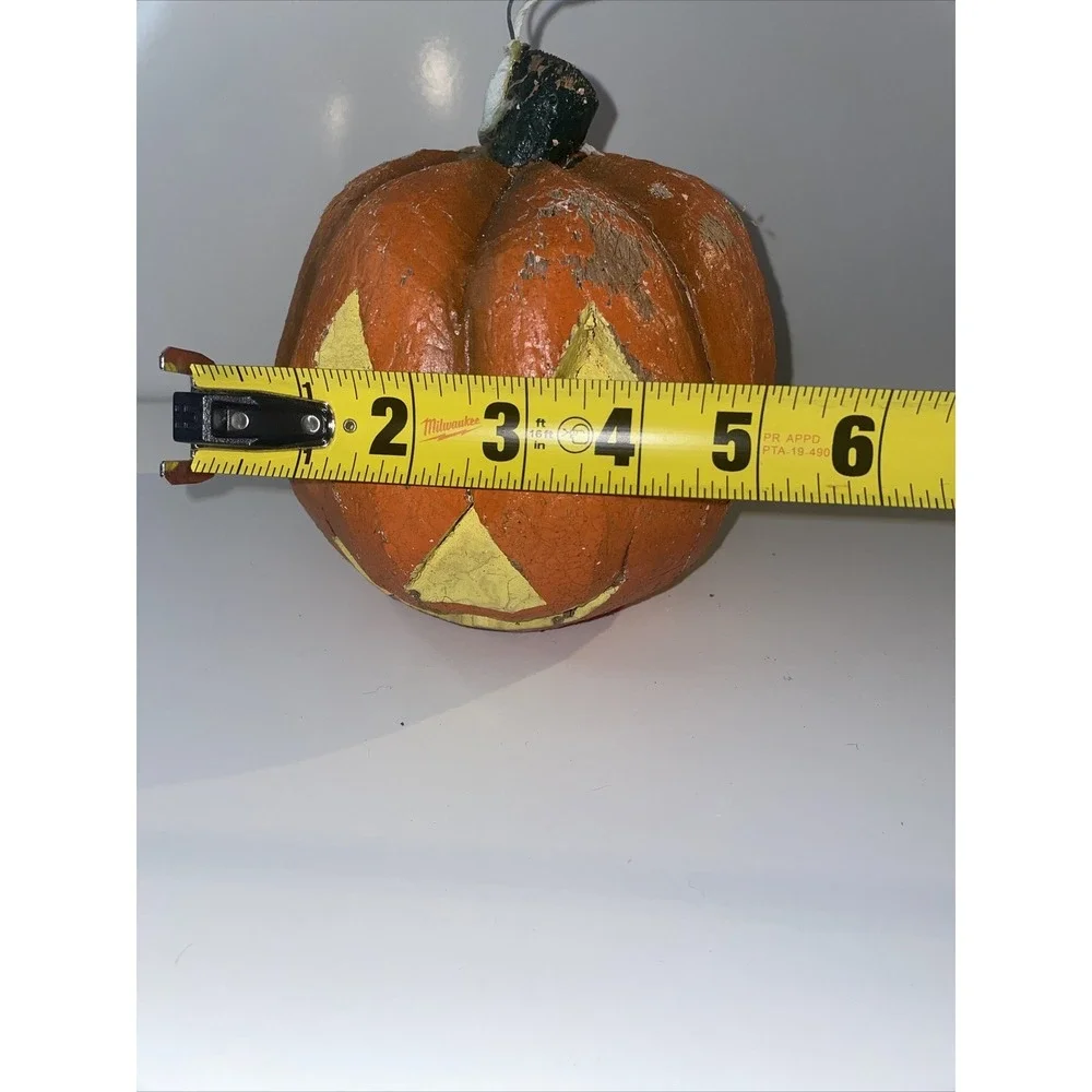 VTG Halloween‎ Coconut Pumpkin Jack-O-Lantern Handcrafted Philippines Painted E7